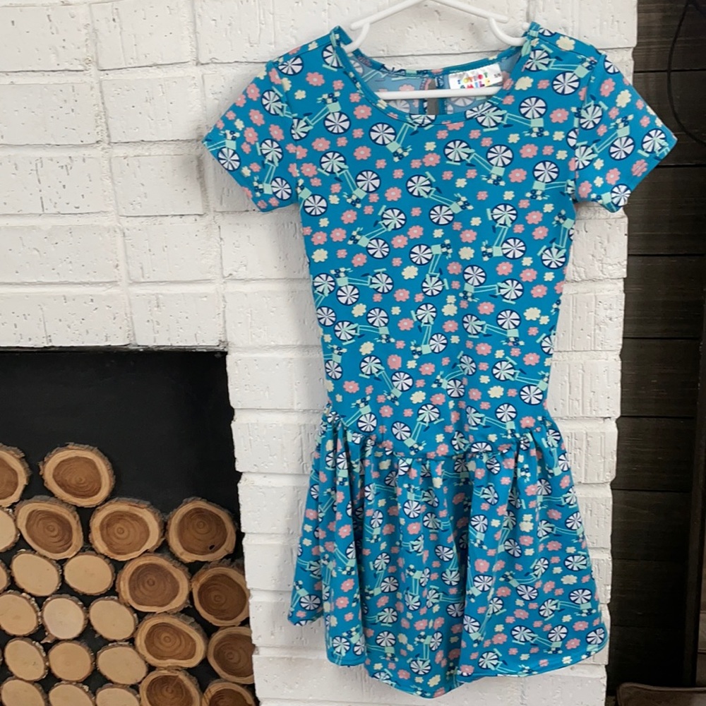 Beautiful blue bike with baskets dress